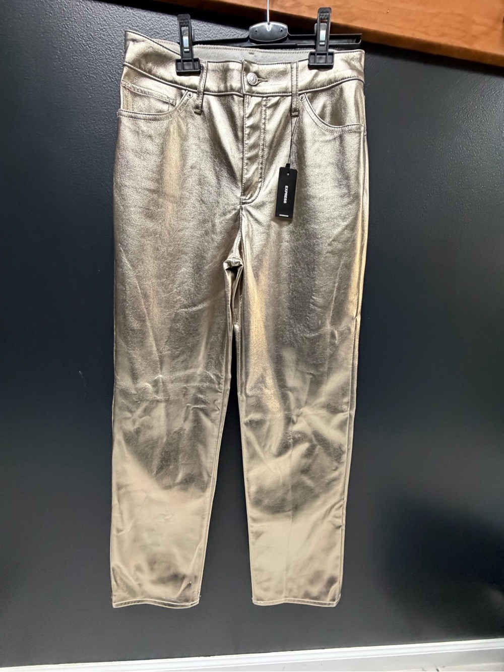 Metallic Gold Men's Slim Fit Pants Size 6
